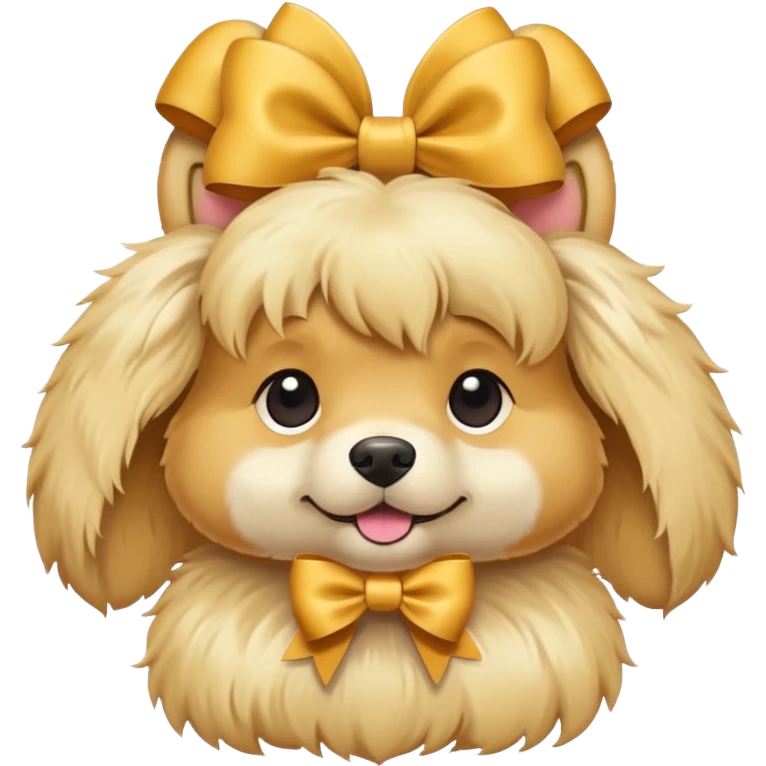 a blonde dog with a bow in emoji