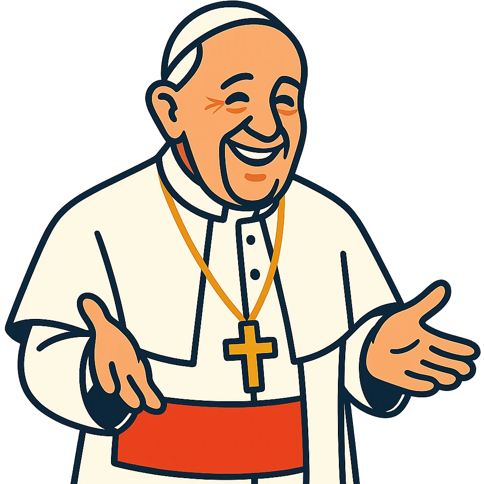 pope smiling, laying hands emoji