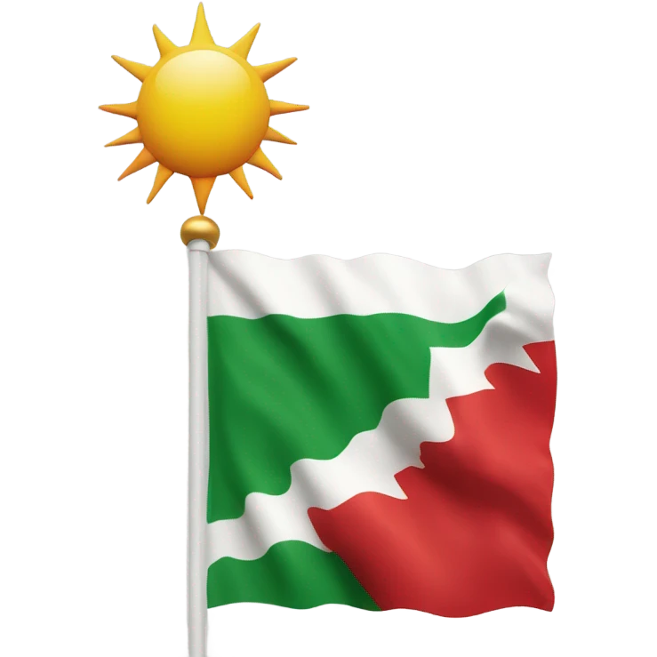 Kurdistan flag with red on top white in middle and green at bottom with a sun in middle emoji