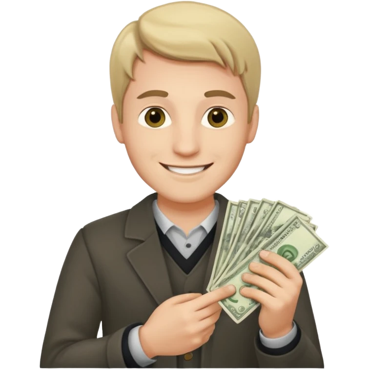 rich guy with money in hand emoji
