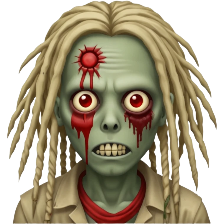 create zombie with dreadlocks have some of the drealocks cover his face emoji
