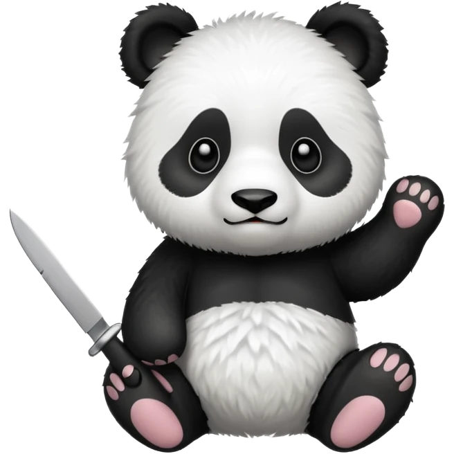 A cute panda emoji with a small knife emoji