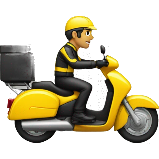 Delivery man in a motorcylce with colors yellow and black emoji