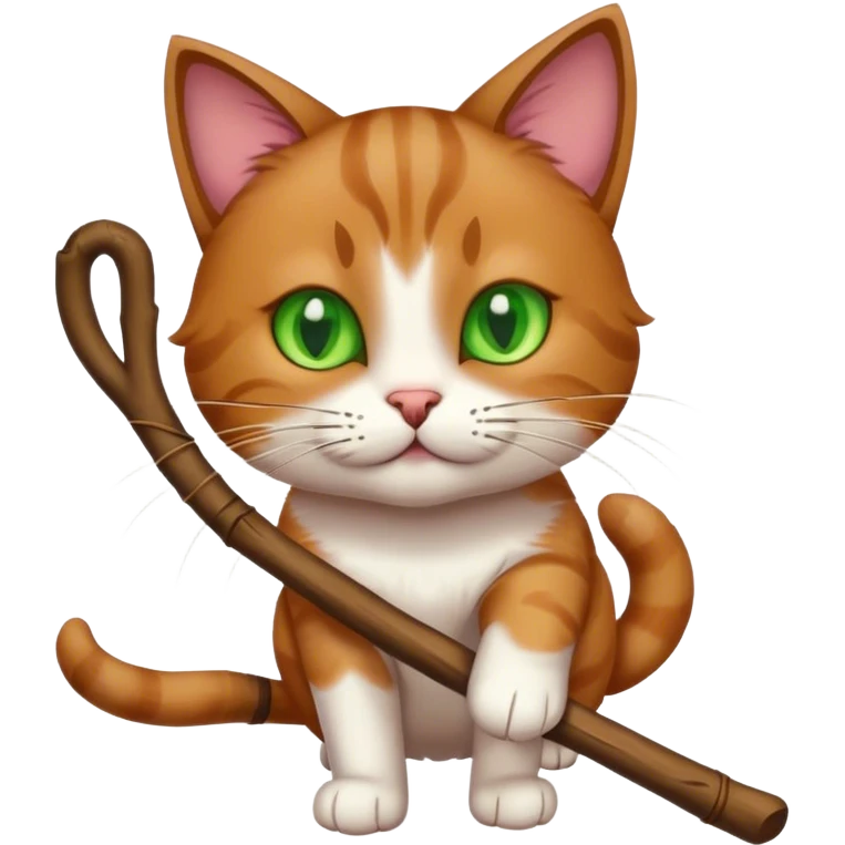 Cat have a stick  emoji