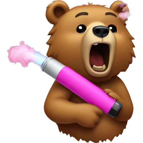 Bear hitting a pink vape emoji
