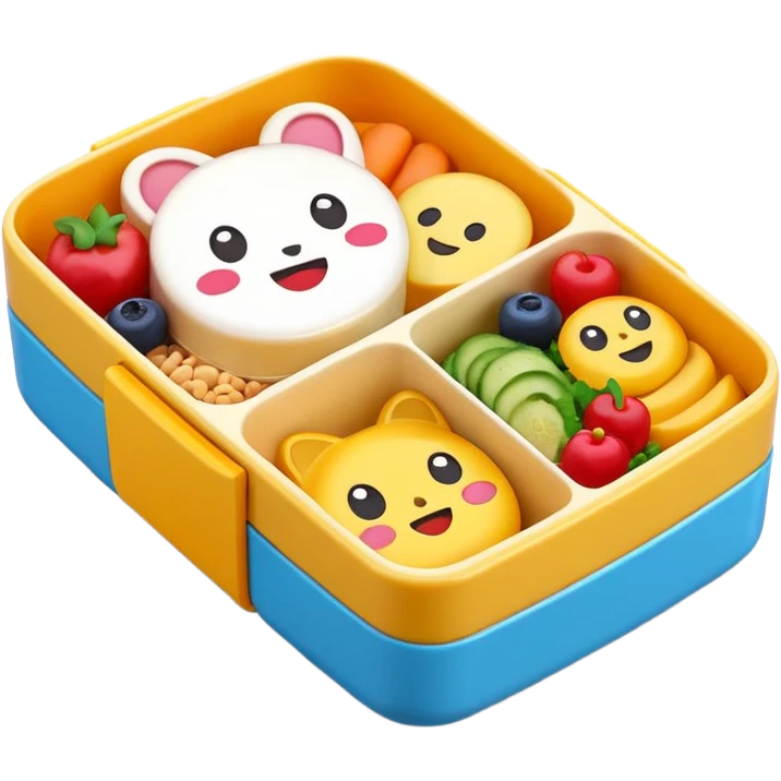 mini bento box, compact lunch, cute emoji emoji