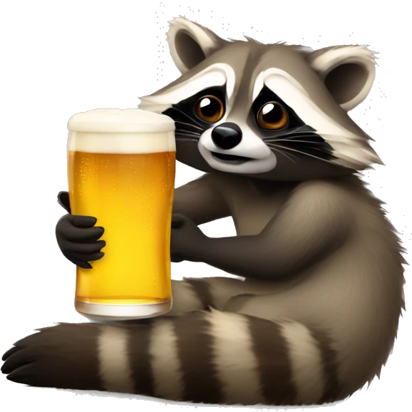 drunk raccoon lying on his back drinking beer emoji