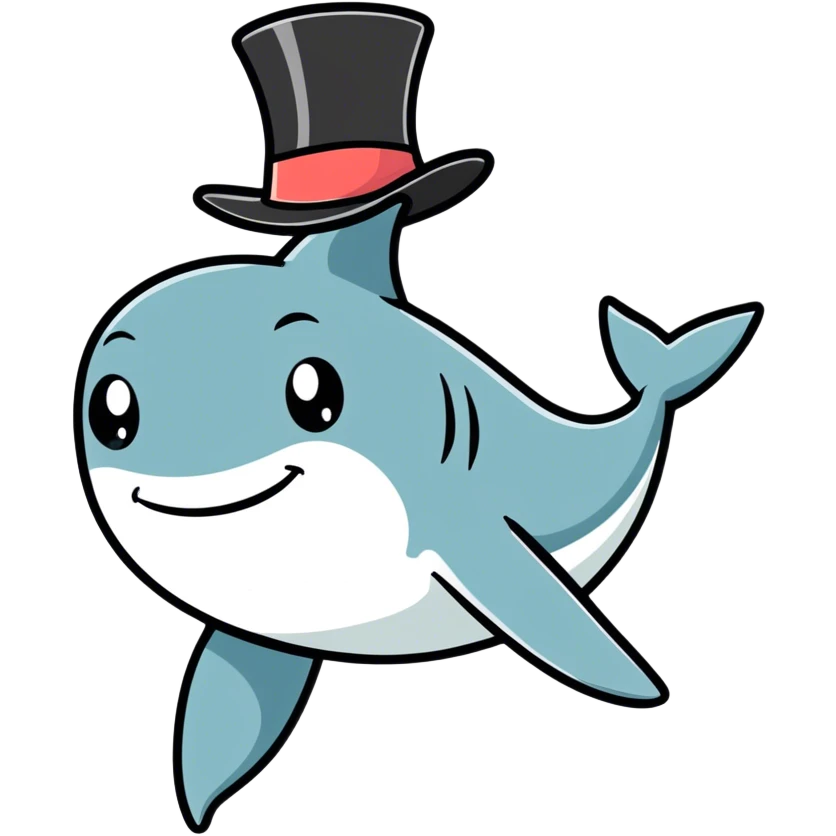Shark with a top hat emoji