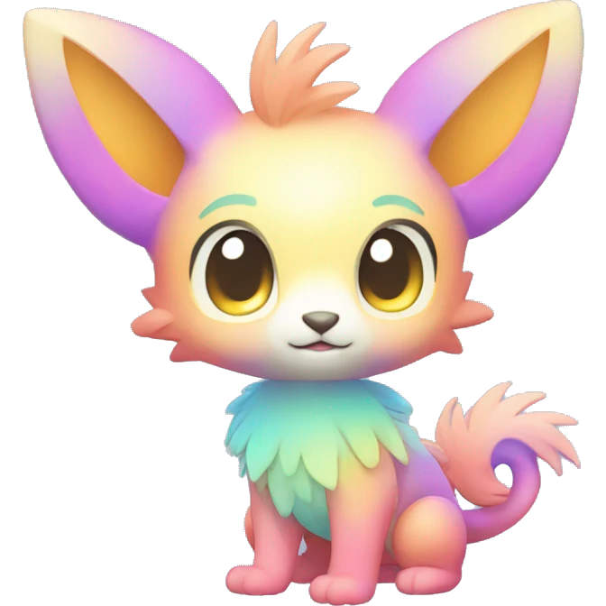 Cute cool pastel gradient shiny colorful animal hybrid Fakemon full body emoji