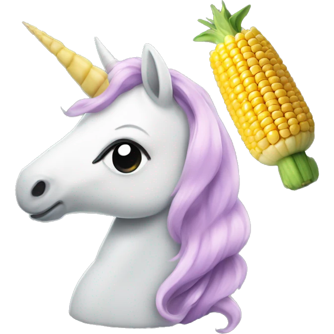 Unicorn with corn on the cob horn emoji