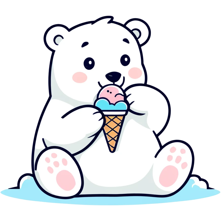 polarbear eating ice cream  emoji