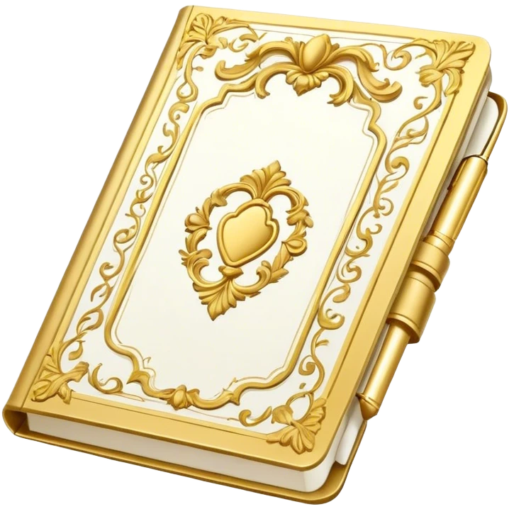 Notebook rococo style, gold and white emoji