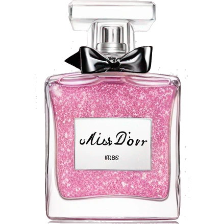 Miss Dior perfume with Victoria secret logo in a white bottle but pink glitter  emoji