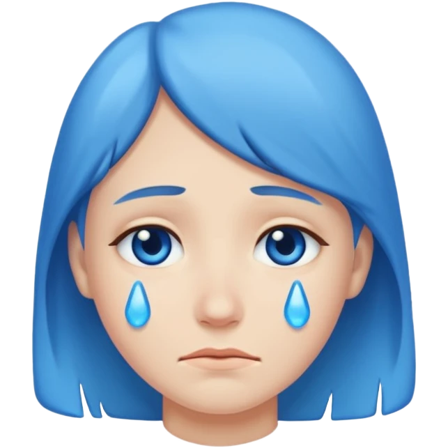 mix of these two 🥺☺️ but make it classic orginal emoji not woman or man face and without hearts and a little bit sad but still smile, make the drops blue like cry emoji