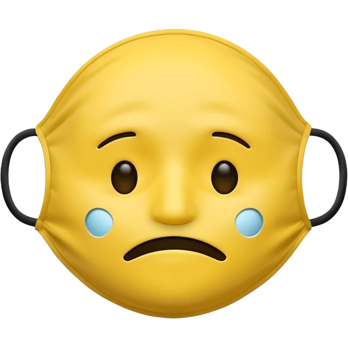 A sad face emoji coverd by a happy face mask emoji