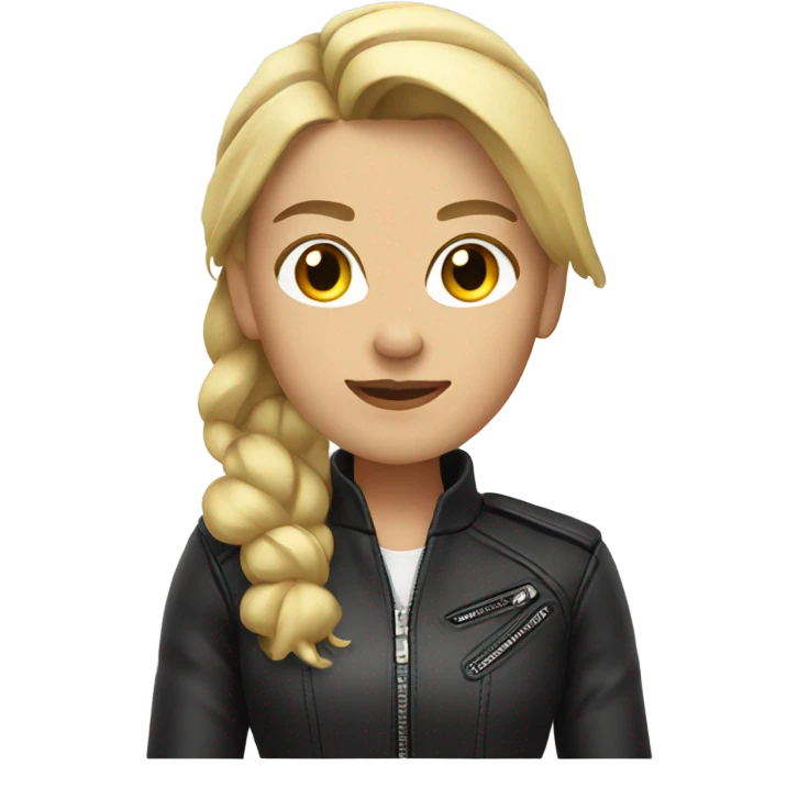 Blonde female with moto jacket and ponytail emoji