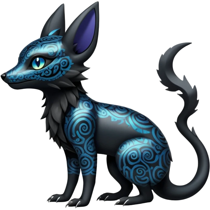 Shiny Dark Edgy Majestic Sophisticated Modern Gothic Gloomy Futuristic Salandit-Umbreon-Delcatty-Hybrid (Full body) emoji
