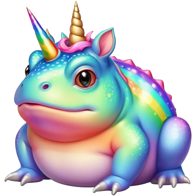 fat round rainbow toad with unicorn horn emoji