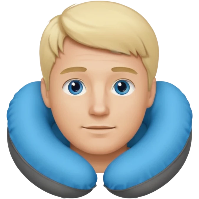 blonde man using travel neckpillow  emoji