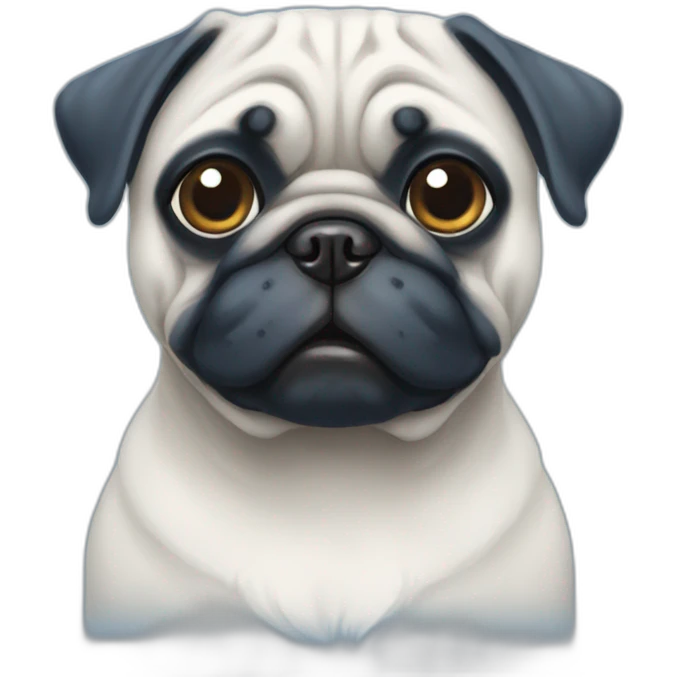 blue and white painted pug emoji