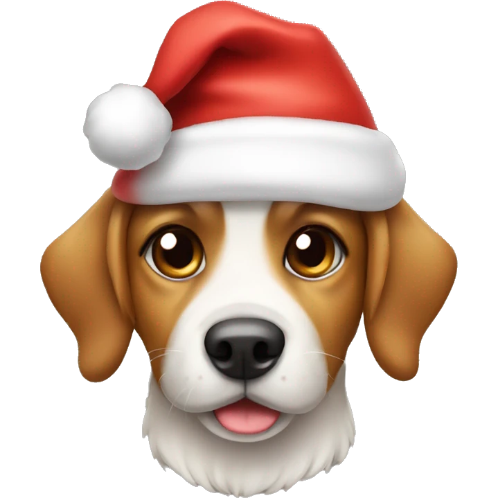 a cute dog with a santa hat emoji