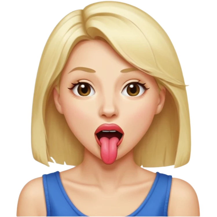 Woman head, blonde, slim, mouth wide open, tongue out, throat showing
 emoji