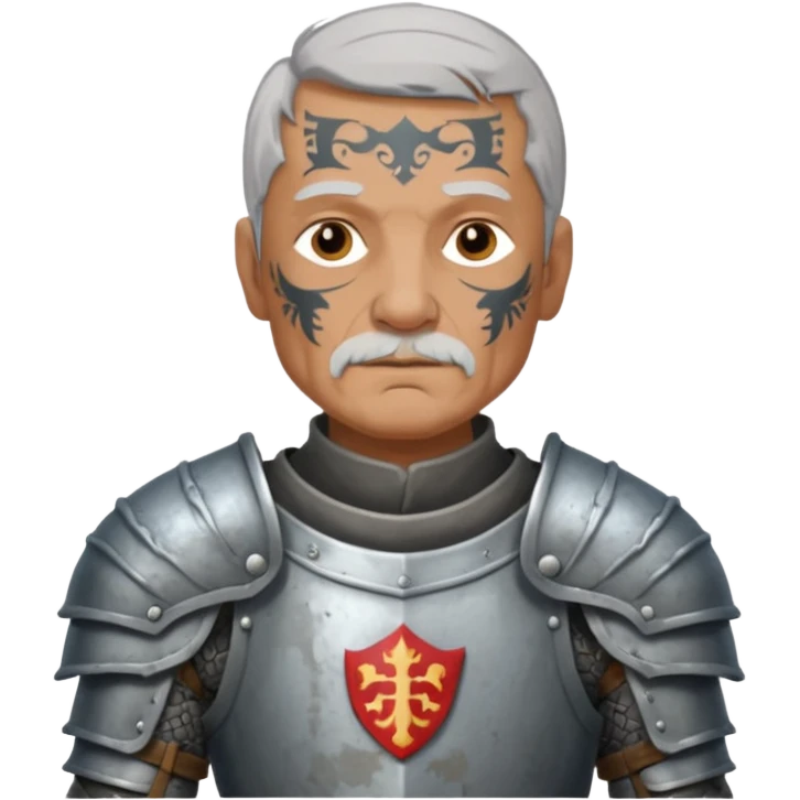 elderly tattooed knight, tattooed shoulder emoji