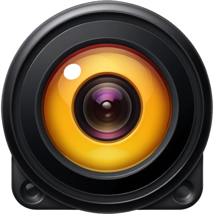 A simple camera lens, apple emoji style, top view, no face emoji
