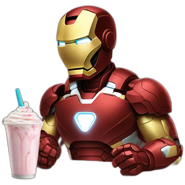 Ironman sipping a milkshake emoji