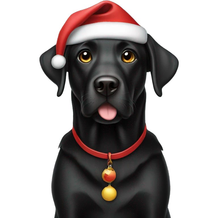 Black Labrador dressed as Father Christmas  emoji