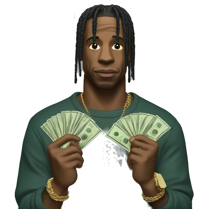 Travis Scott holding money emoji