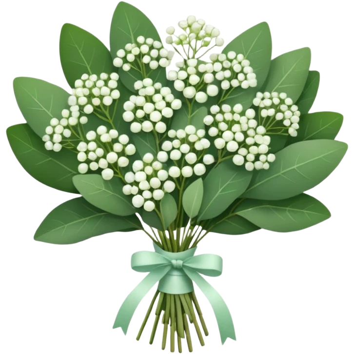 bouquet of eucalyptus and gypsophila flowers emoji
