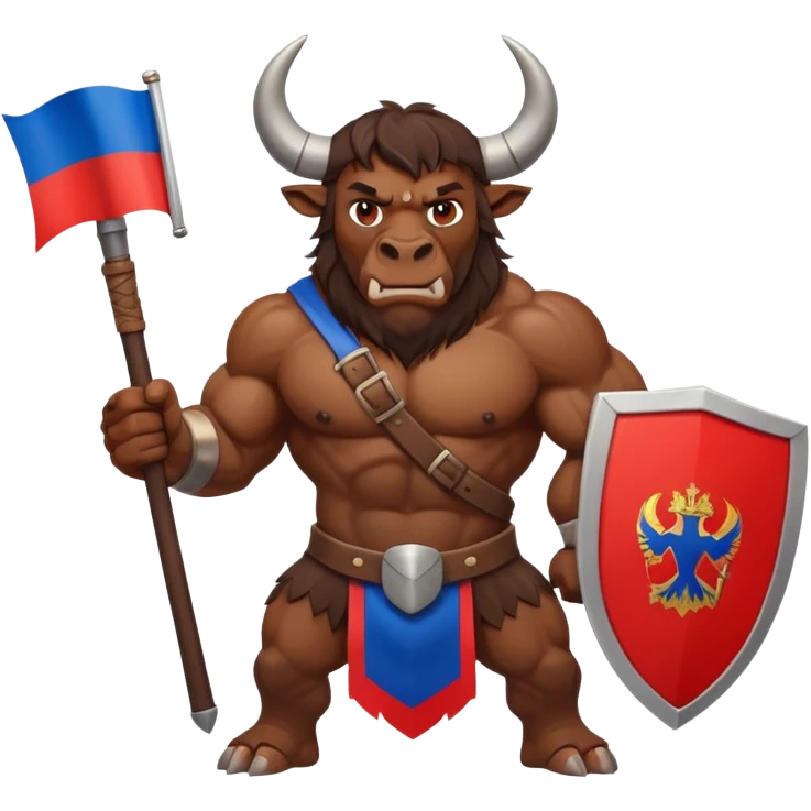 minotauro with axe and russian flag emoji