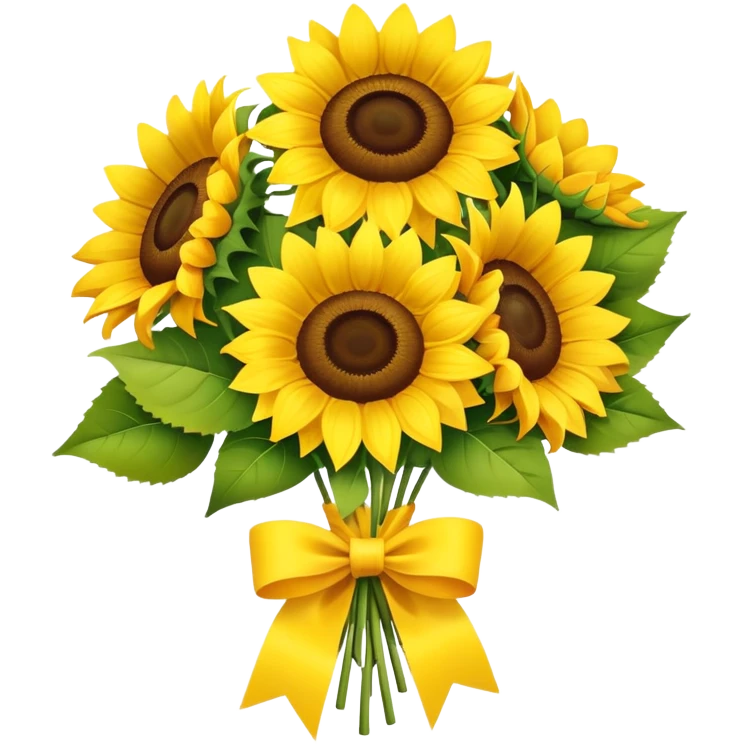 Sunflower bouquet with yellow ribbon emoji
