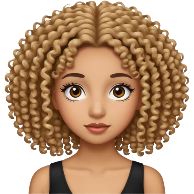 mixed race girl with fake eyelashes and curly 4a hair emoji