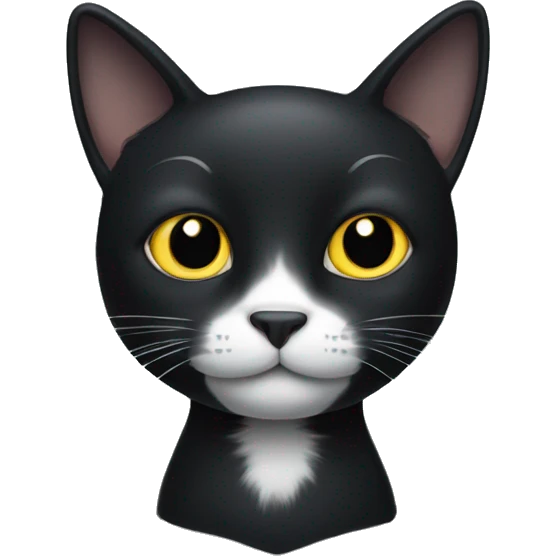 black cat with white spot on month emoji