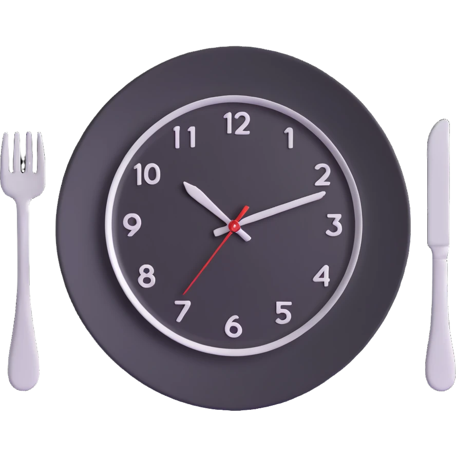 empty plate with a clock overlay, representing intermittent fasting emoji