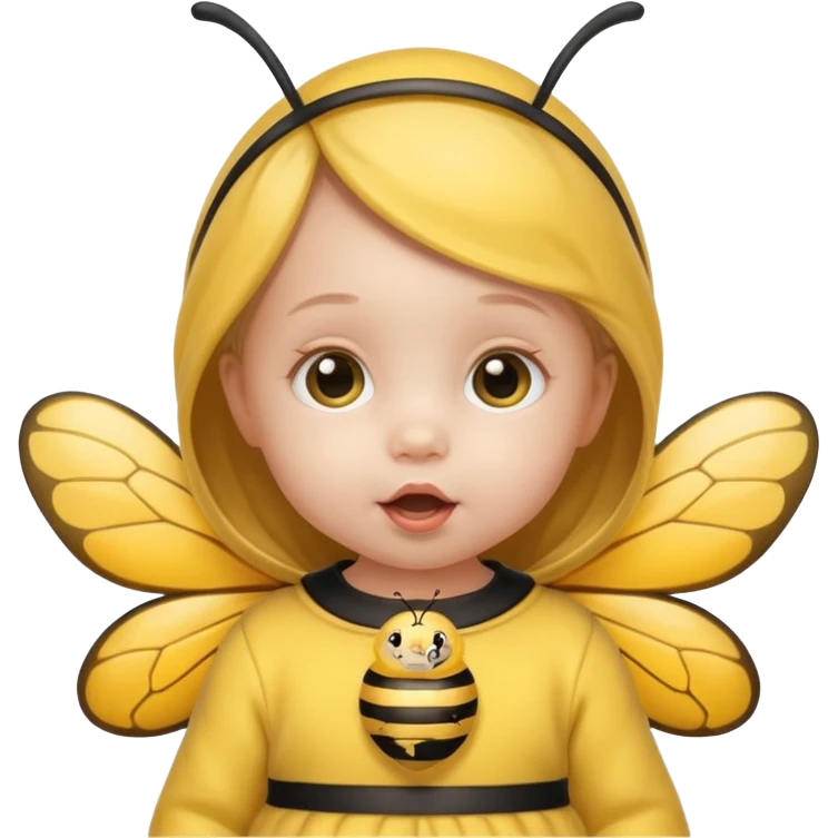 baby girl with pacifier dressed as a bee emoji