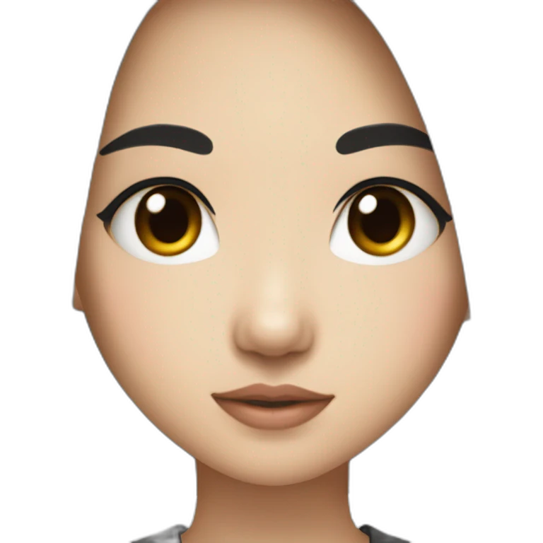 wasian girl with black hair and eyeliner from head to chest emoji