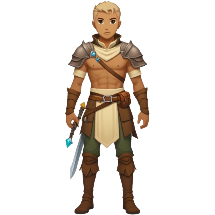 man body worn by a DnD themed fantasy character. body full waist,  emoji