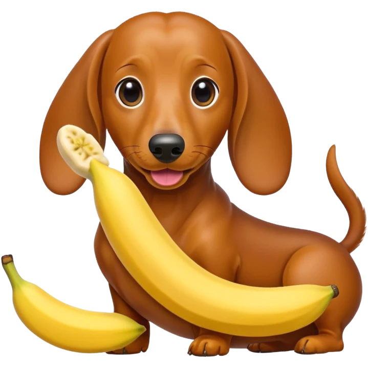 Perro salchicha comiendo banana emoji