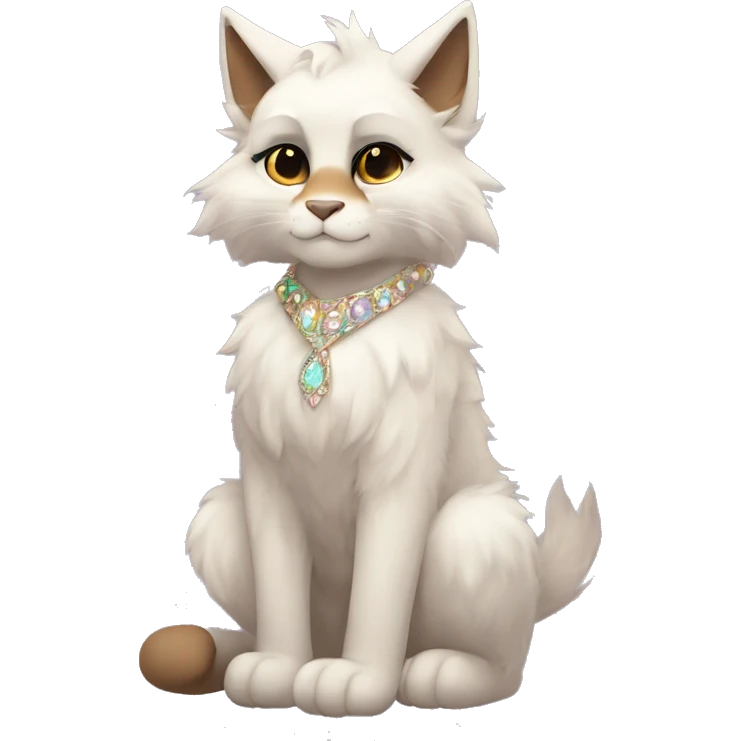 Furry, sparkle, iridescent, colorful, pastel, edgy, cool, fantasy beautiful, brown, beige, white, divine, godly, angelic, animal, anthro, full body, fursona, feline emoji