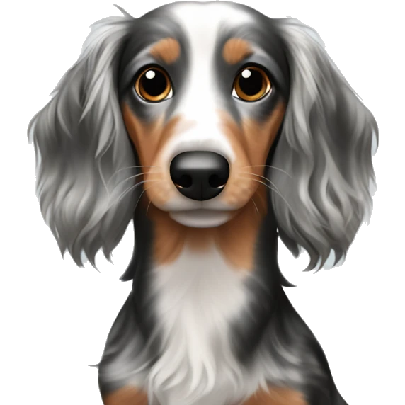 Tri merle long haired dachshund emoji