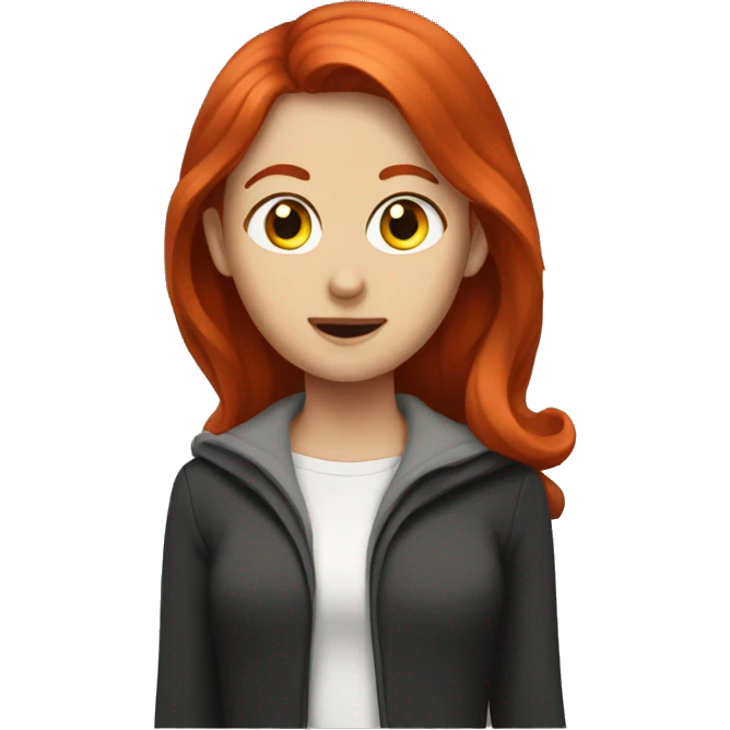 Redhead woman loves ghosr emoji