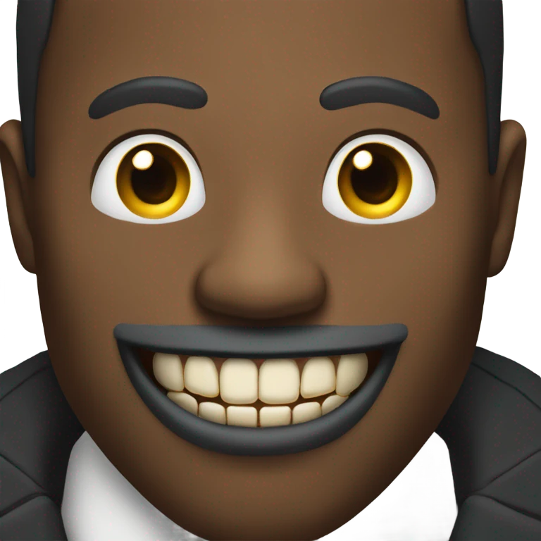 black man with grillz with extra sharp teeth and a monocle emoji
