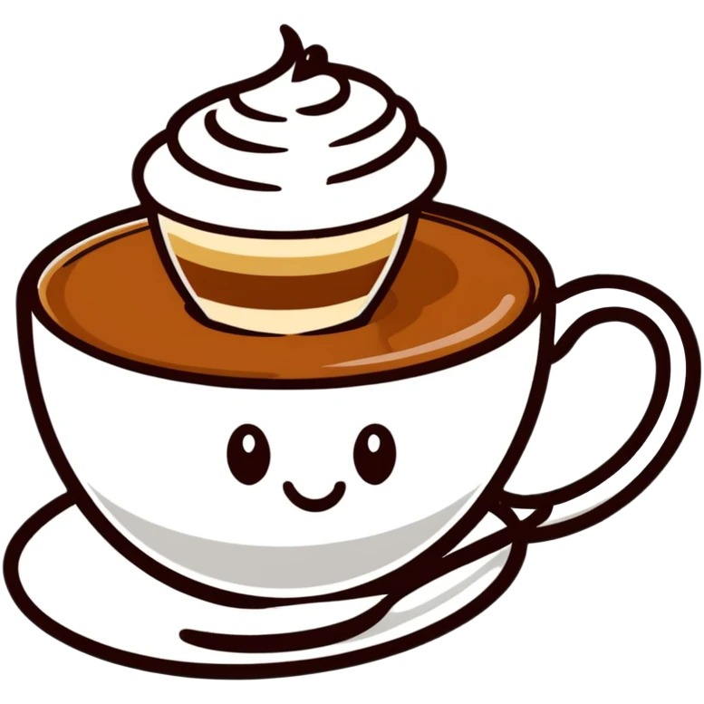 cute cappuccino coffee with happy face in a mug emoji