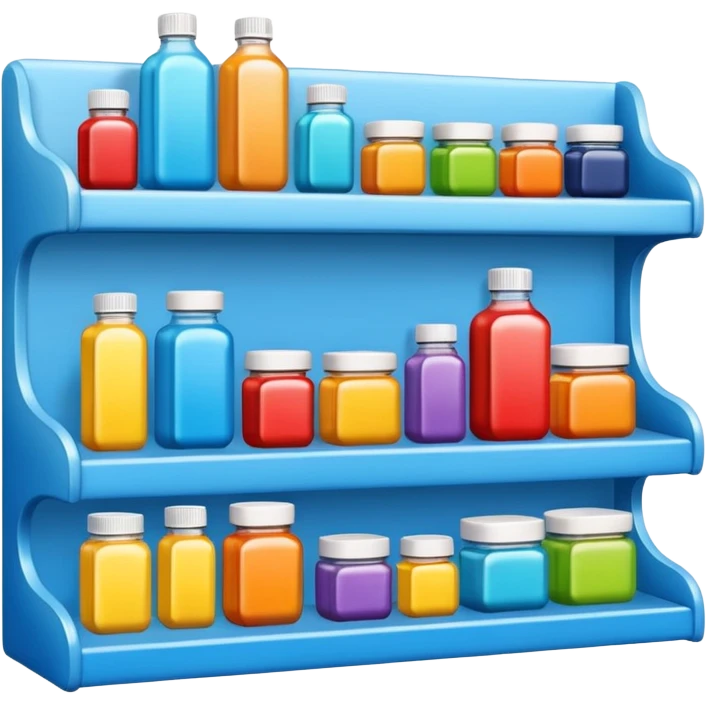 store display shelf with stuff organized lines emoji