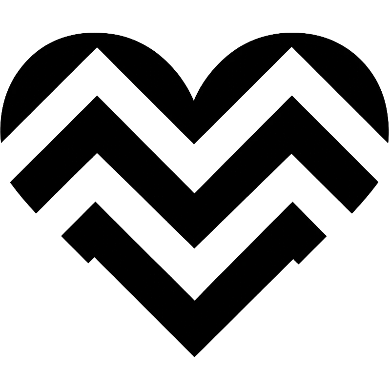 Remove the background, keep the heart with a chevron pattern in the style of ideogram v2a turbo, with transparent background. emoji