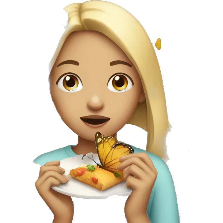 Girl eating butterfly  emoji