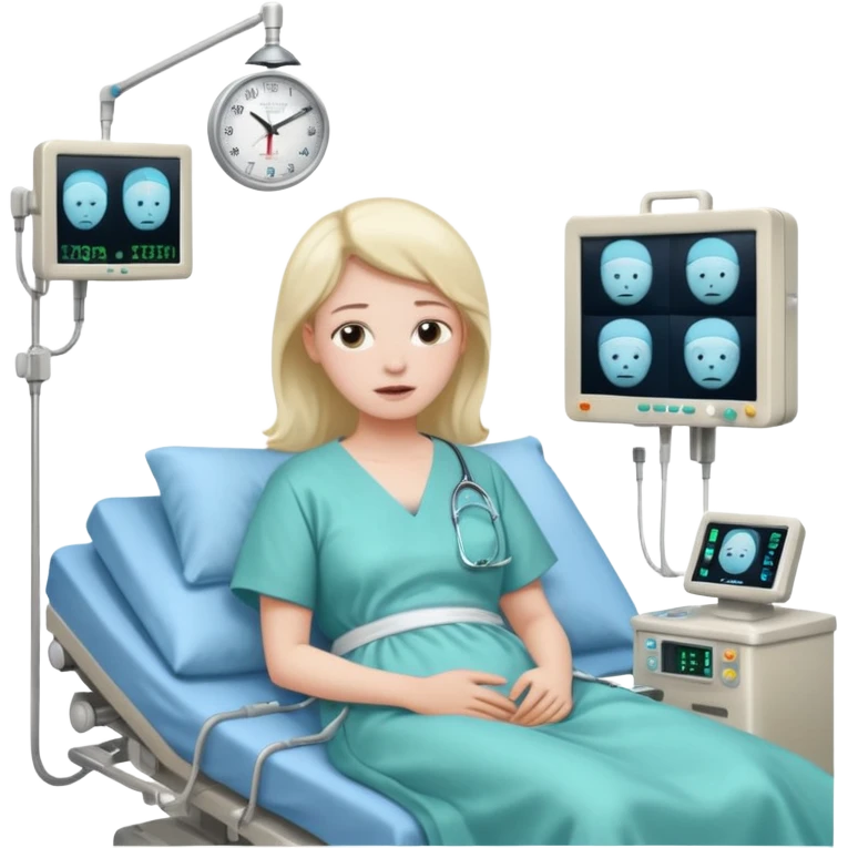 a PATIENT waking up before a surgery, with monitors and sleeping emoji